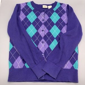 Girls L.L. Bean Argyle Sweater Button Down 10/12
